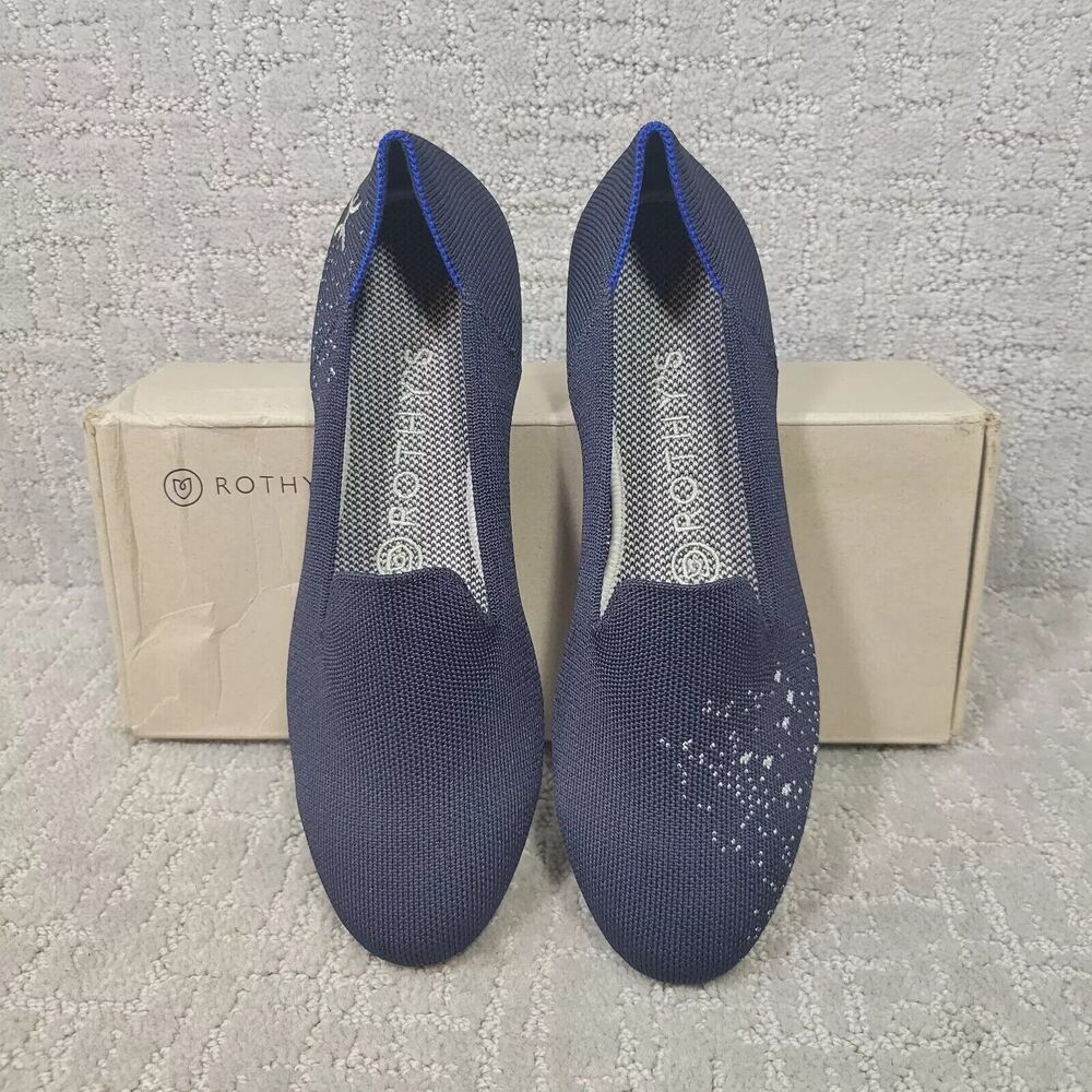 Rothys The Loafer Pisces Zodiac Women's Size 8 Navy Slip On Round Toe Shoes